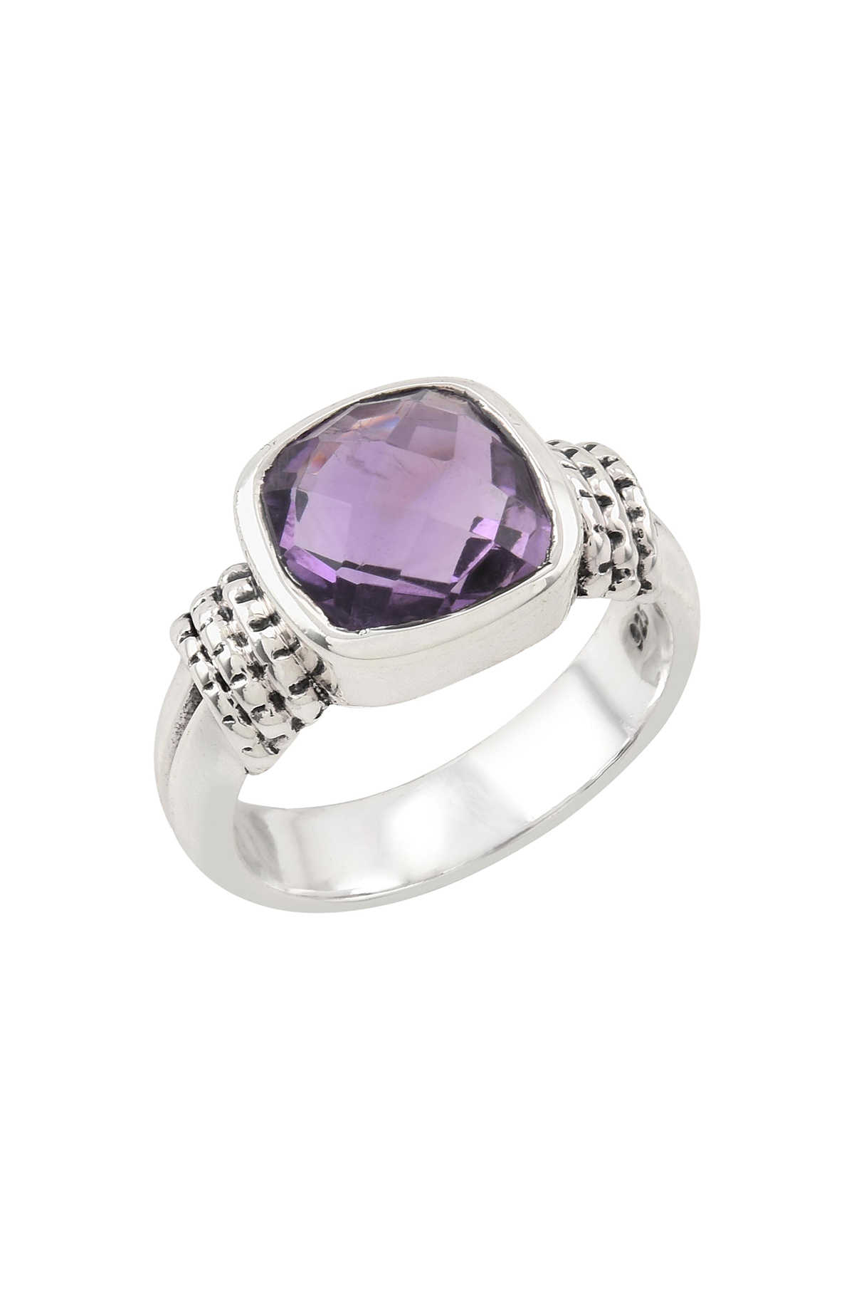 Silver Amethyst Square Ring
