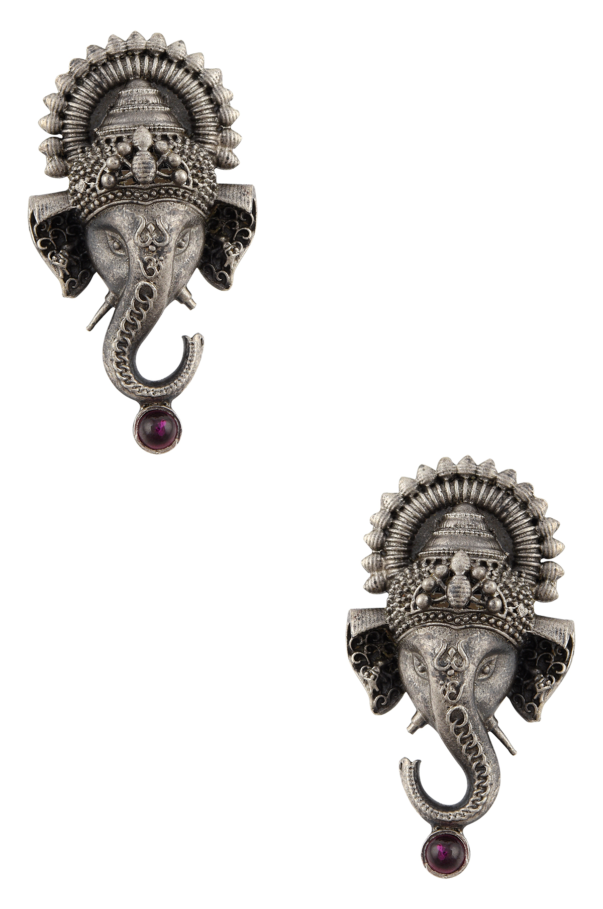 Silver Ganpati Ear Studs