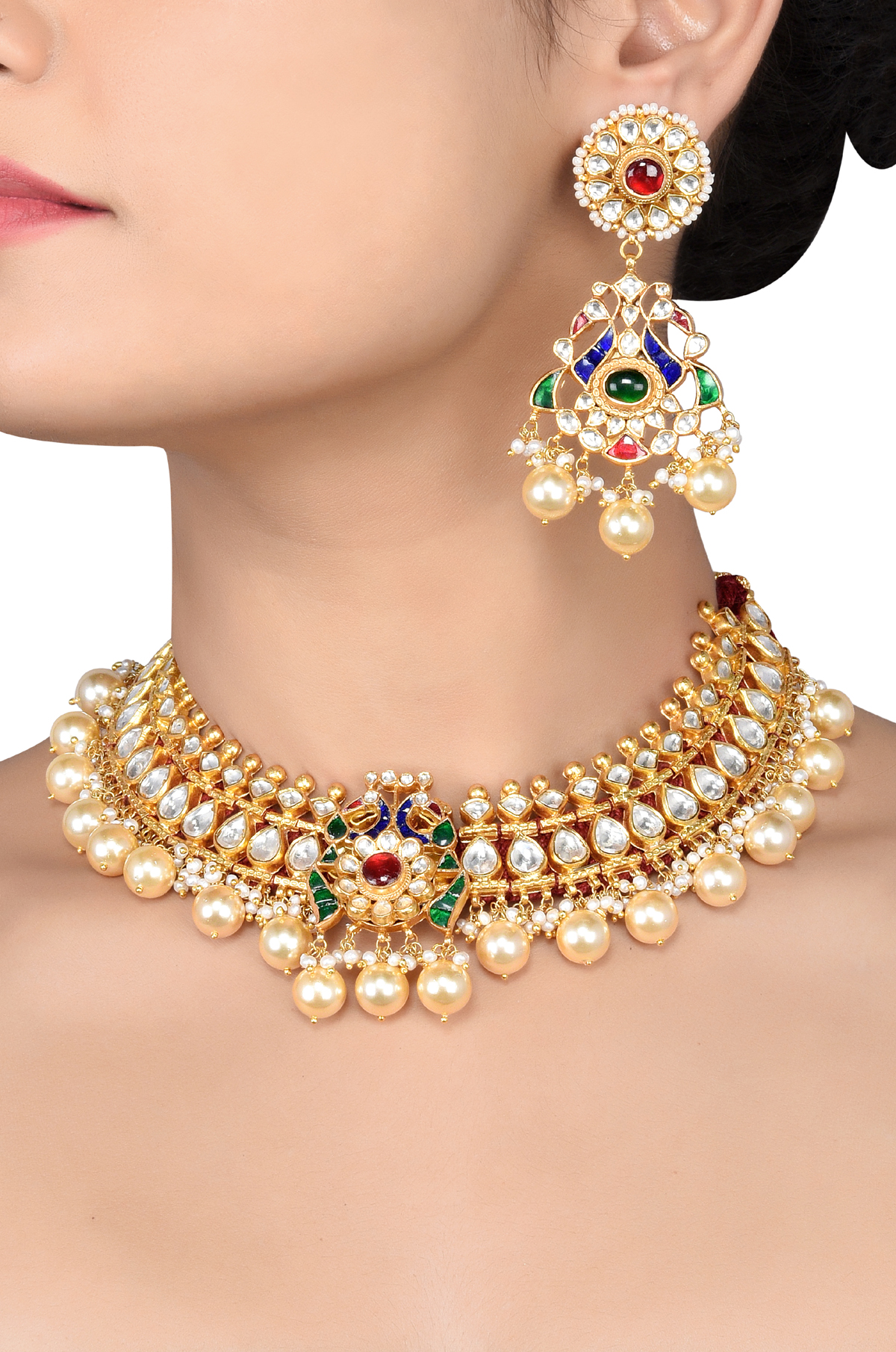White - Saanjh Bela Mayuri Oxidised Earrings