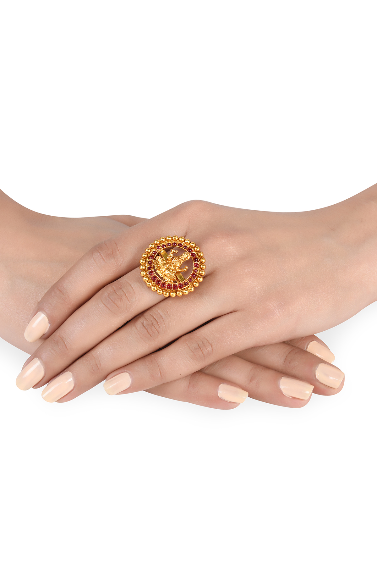 Silver Gold Plated Goddess Laxmi Ring