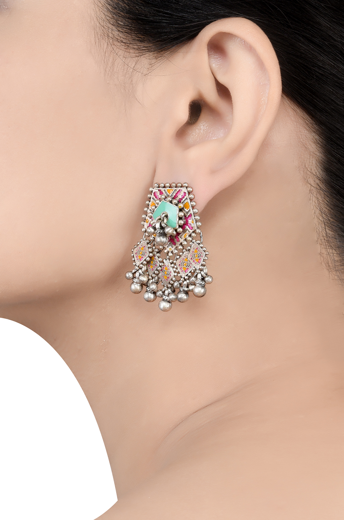 Beige - Zahira Ghungroo Work Fabart Earrings main image 1