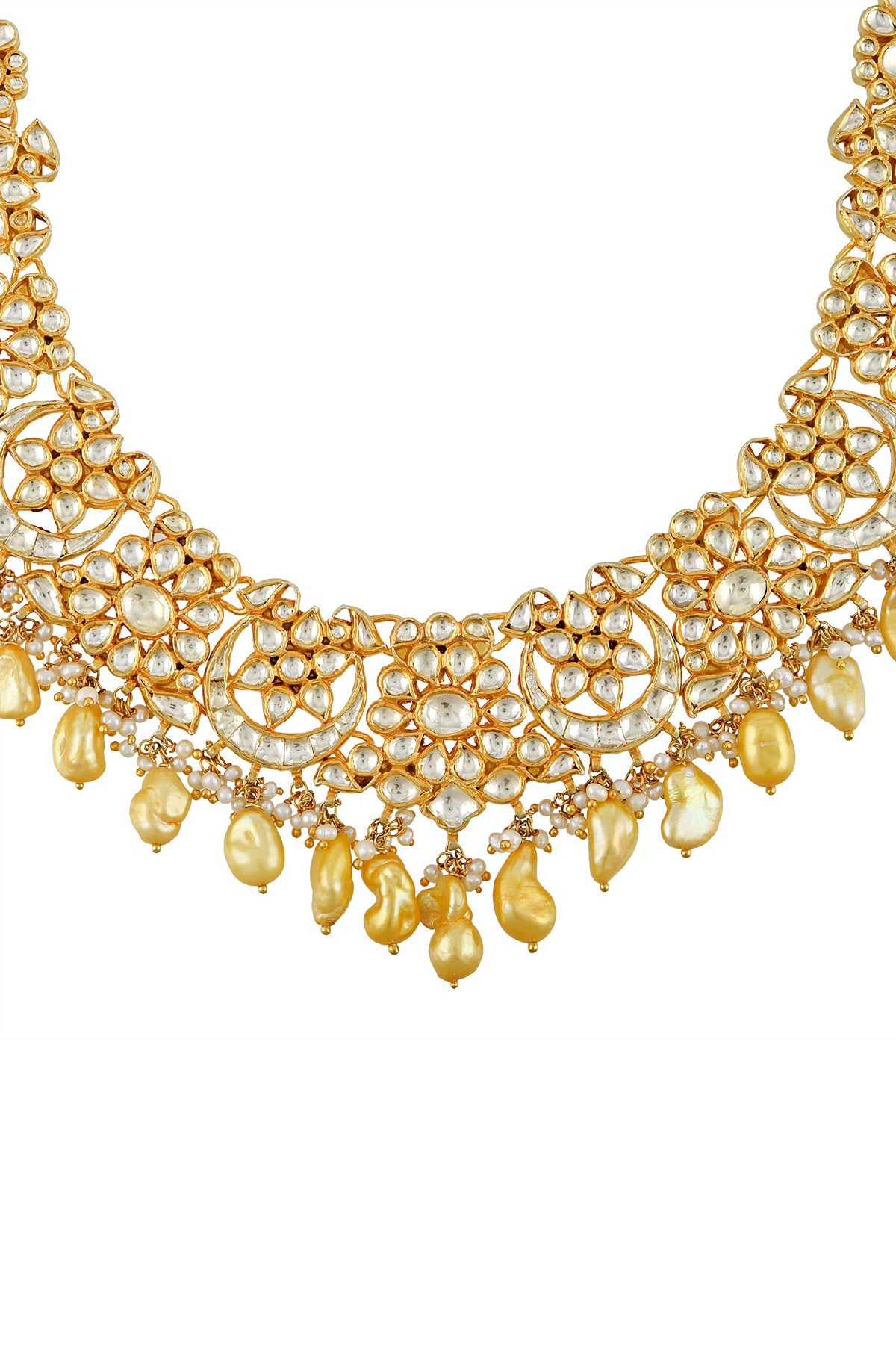 Silver Malti Jadau Pearl Necklace Earrings Set
