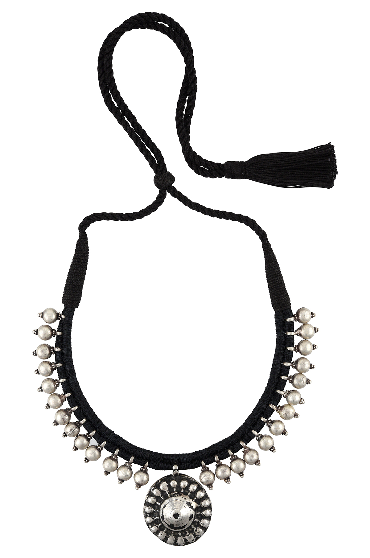 Silver Round Bead Thread Choker