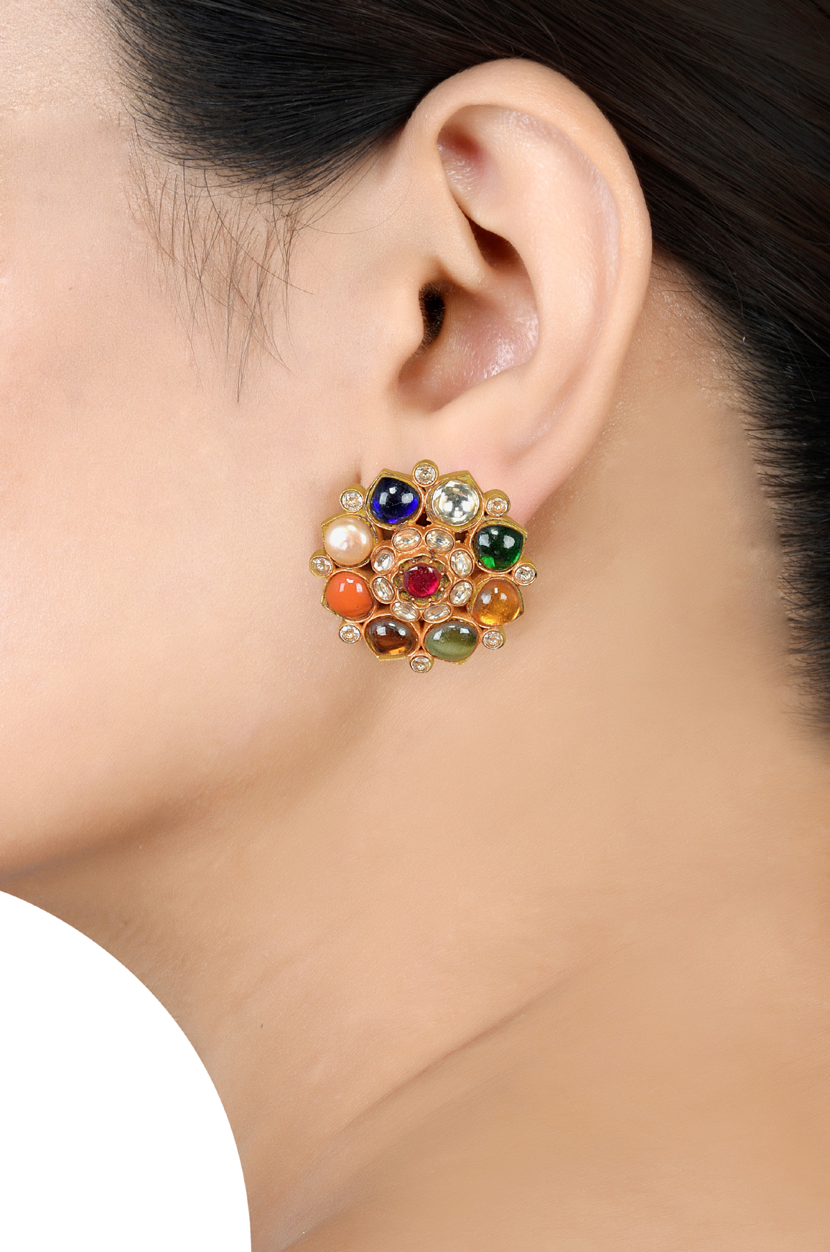 Buy Indian Handmade Navratna Studs Earrings by Asp Fashion Online in India  - Etsy