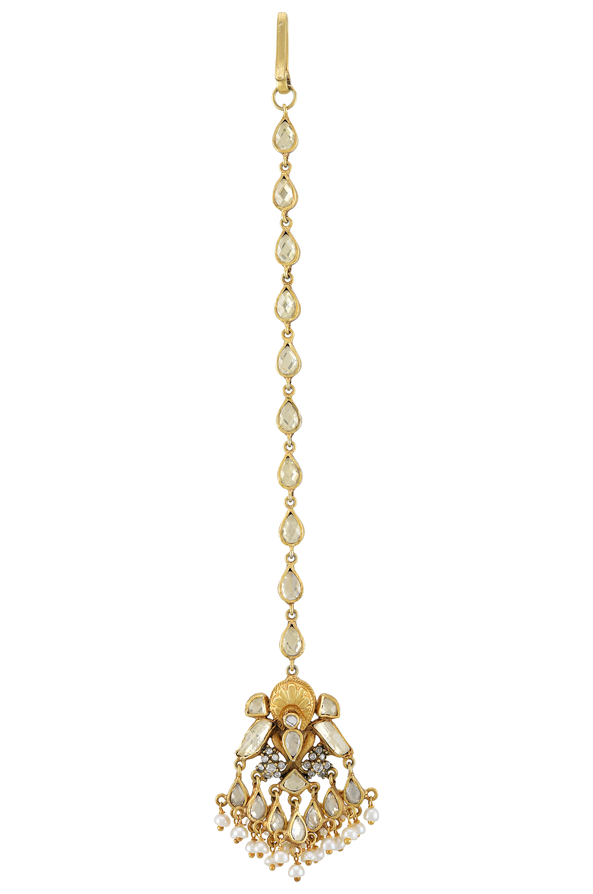SILVER GOLD PLATED STONE MAANG TIKKA
