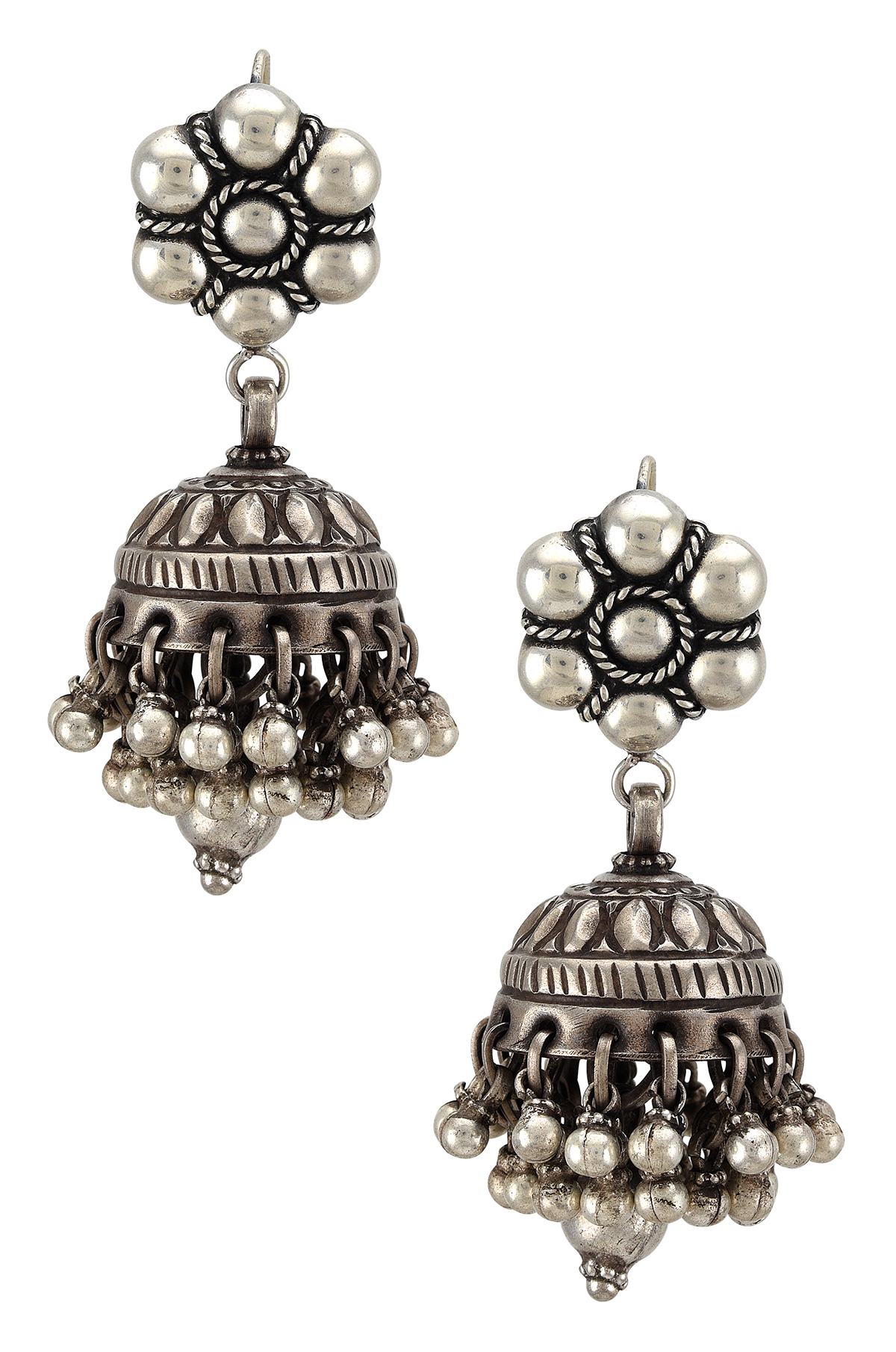 Silver Angoori Jhumka Earrings