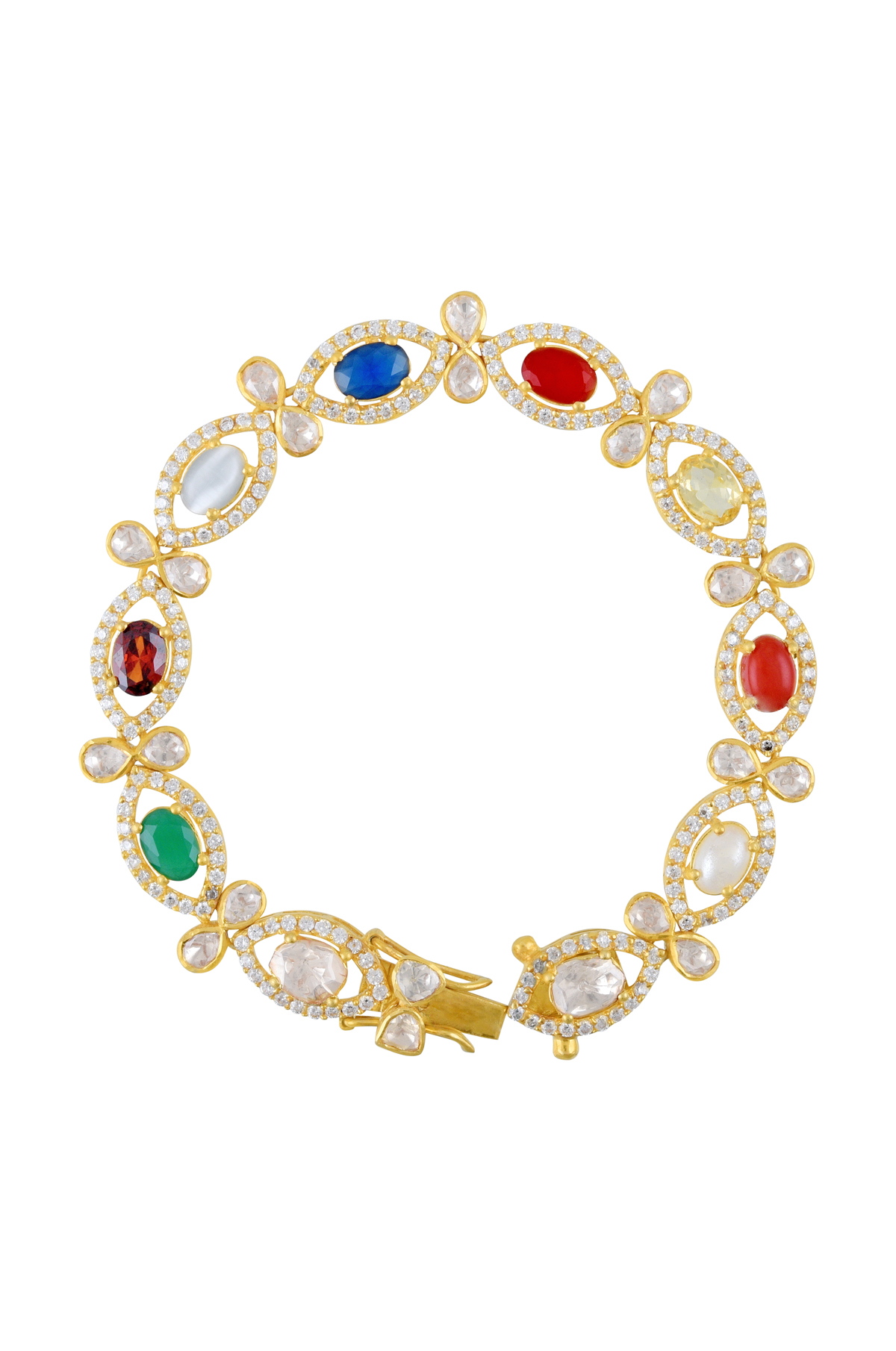 Order online hexagon-shaped navratna gemstone bracelet @Best price - Rudra  Centre