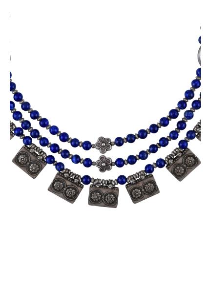 Gold polish , Silver , double layer dholki necklace/Bormala – Kevasilver