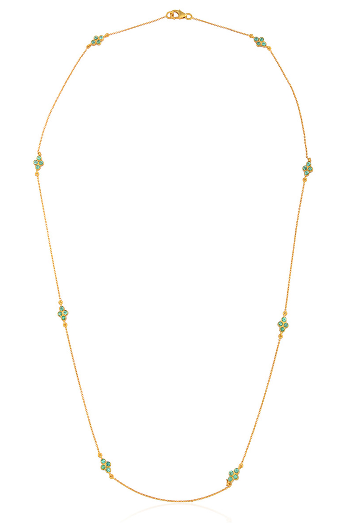 Emerald Rhombus Long Necklace In 18KT Gold