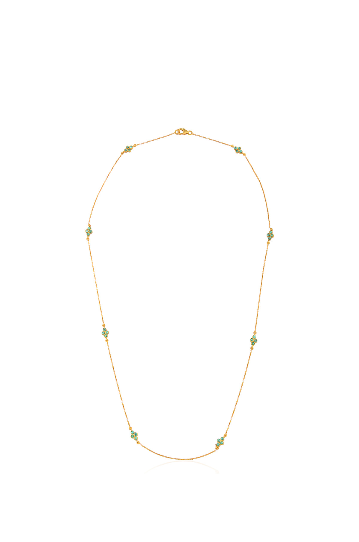 Emerald Rhombus Long Necklace In 18KT Gold