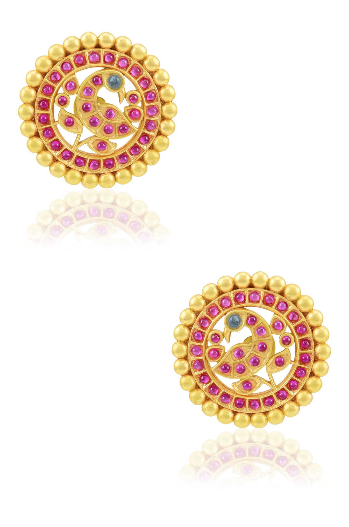 Silver Gold Plated Chakra Mayuri Ear Studs